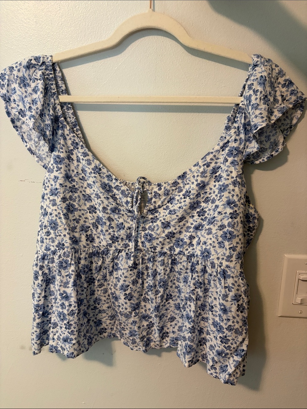Blue Floral Babydoll Women's Top